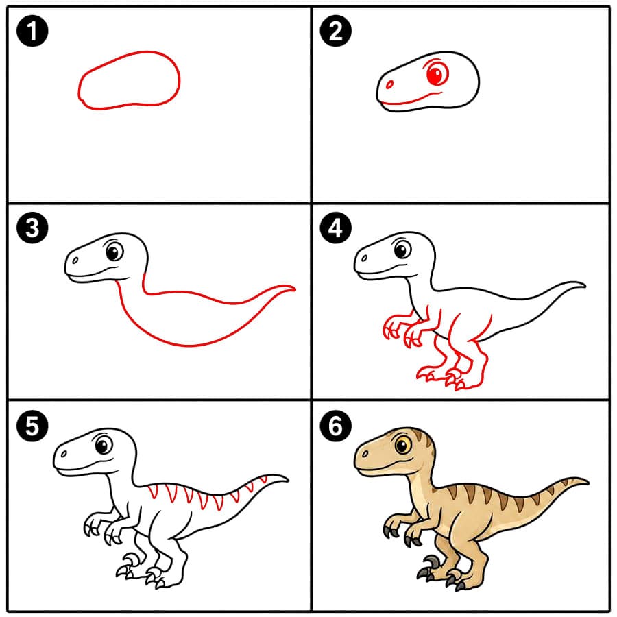 Urzeitlicher Velociraptor zeichnen ideen