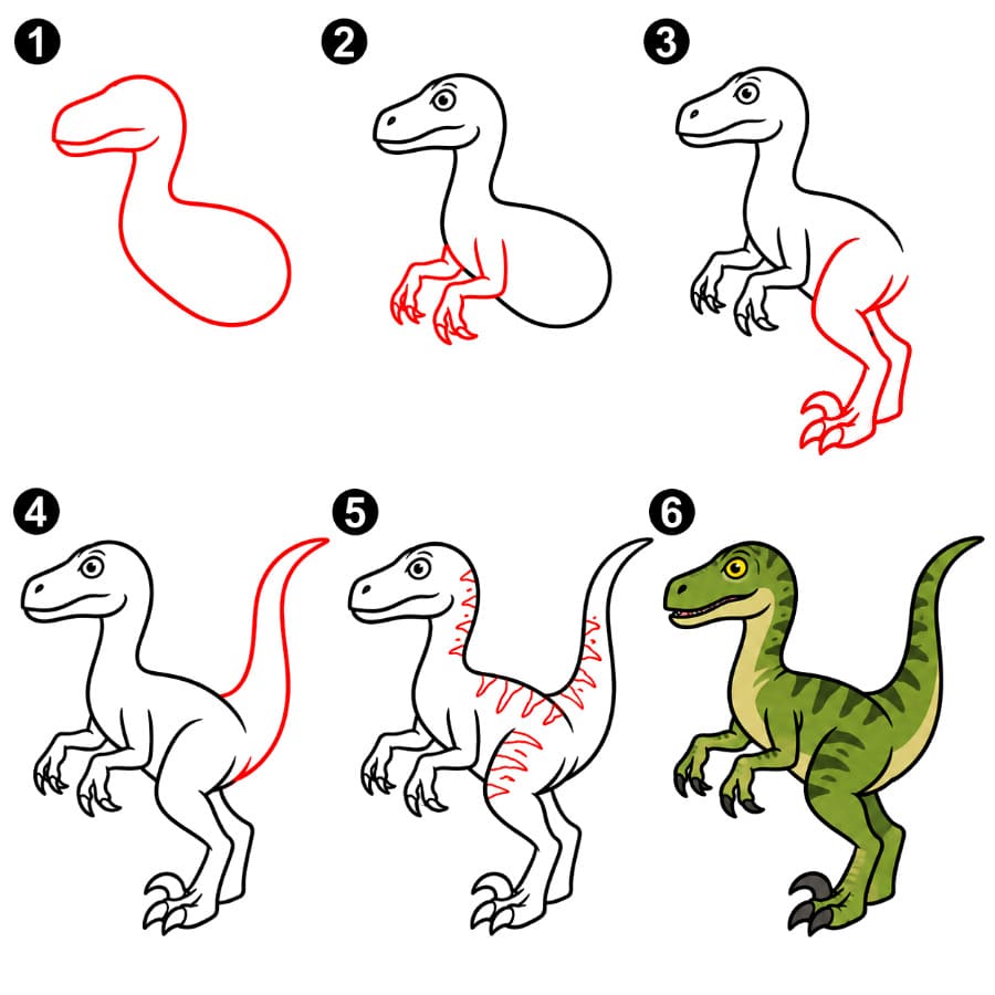 Velociraptor Bild zeichnen ideen