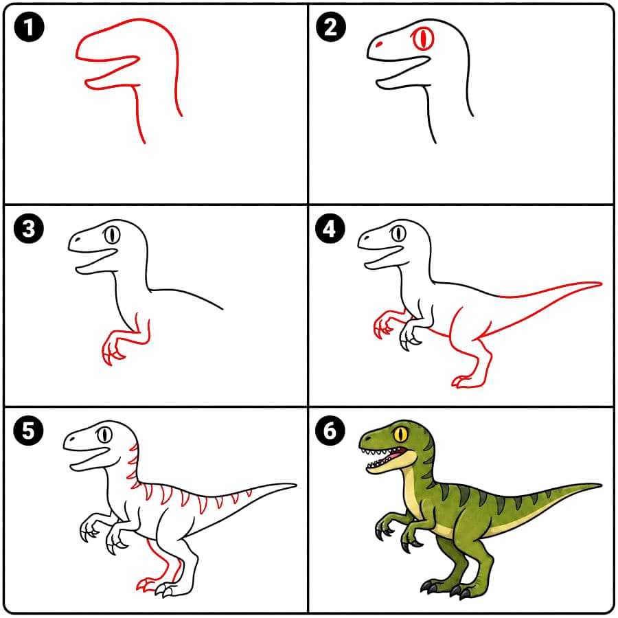 Velociraptor Dinosaurier zeichnen ideen