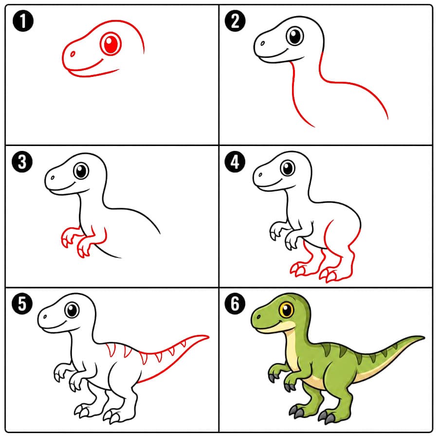 Velociraptor Einfacher zeichnen ideen