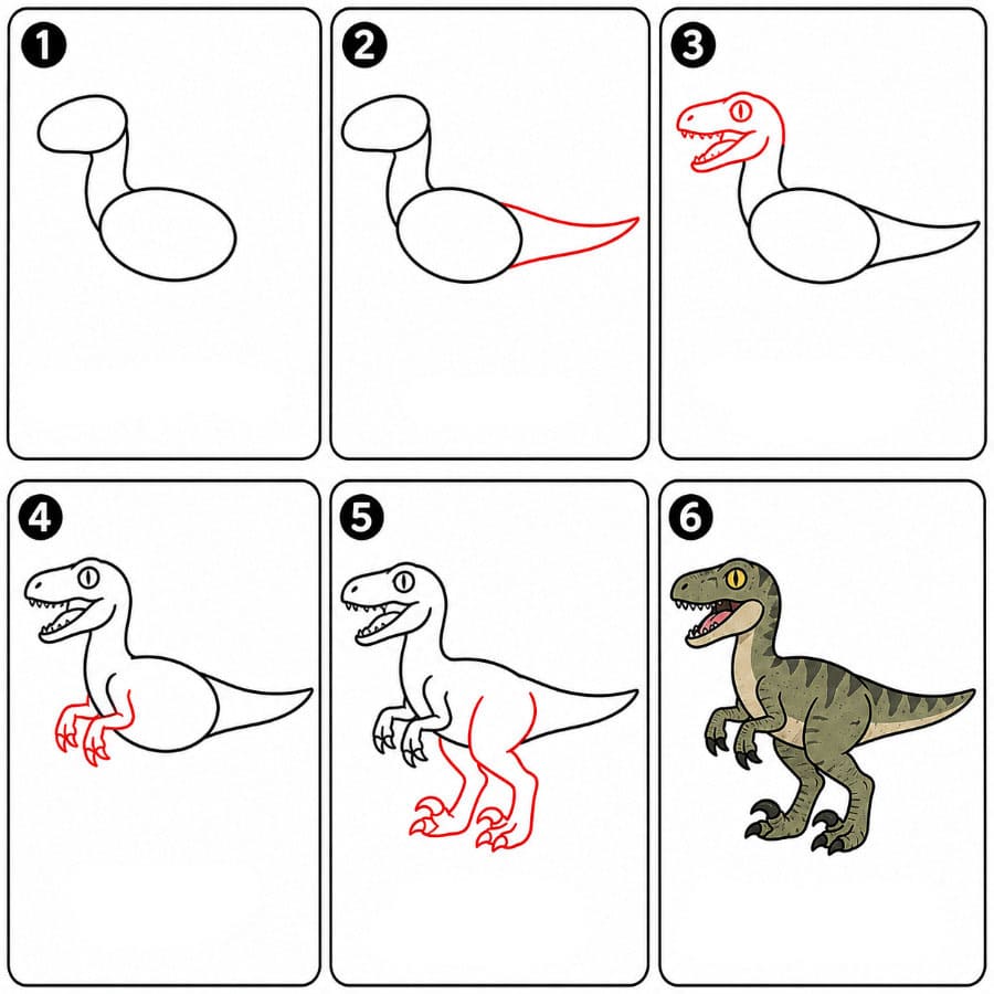 Velociraptor Gebrüll zeichnen ideen
