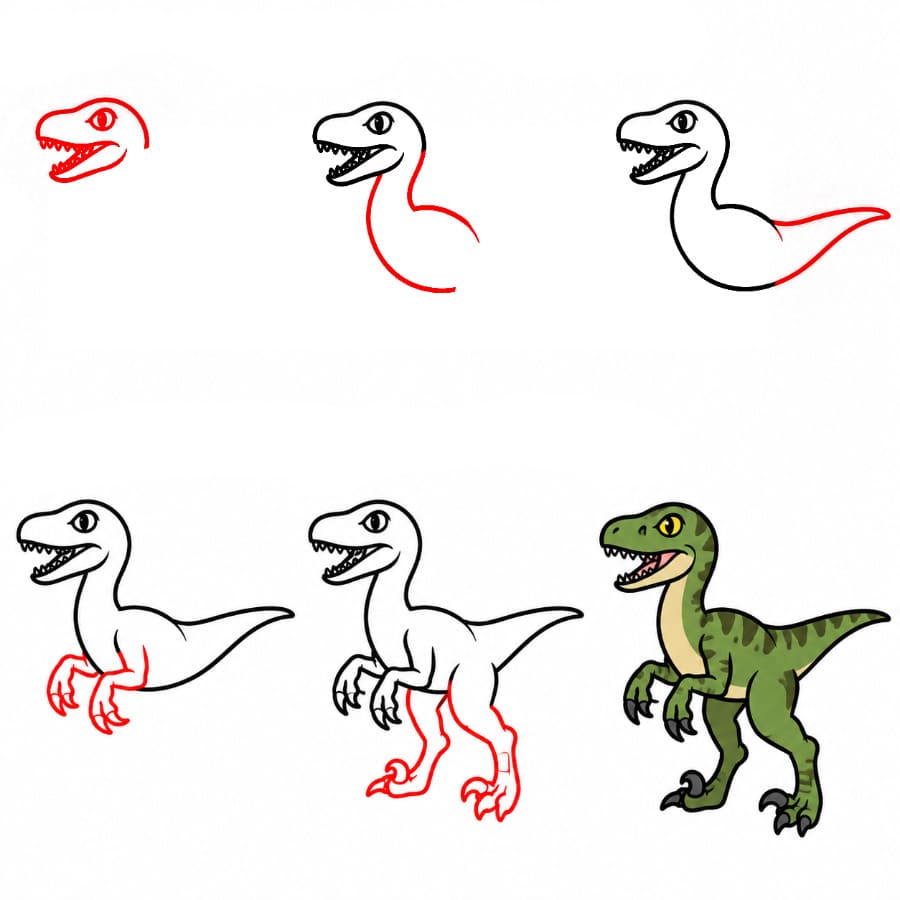 Velociraptor Schrei zeichnen ideen