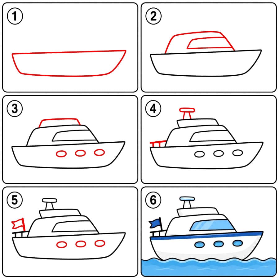 Einfache Yacht zeichnen ideen