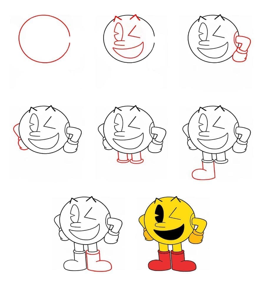 Freundlicher Pac-Man zeichnen ideen