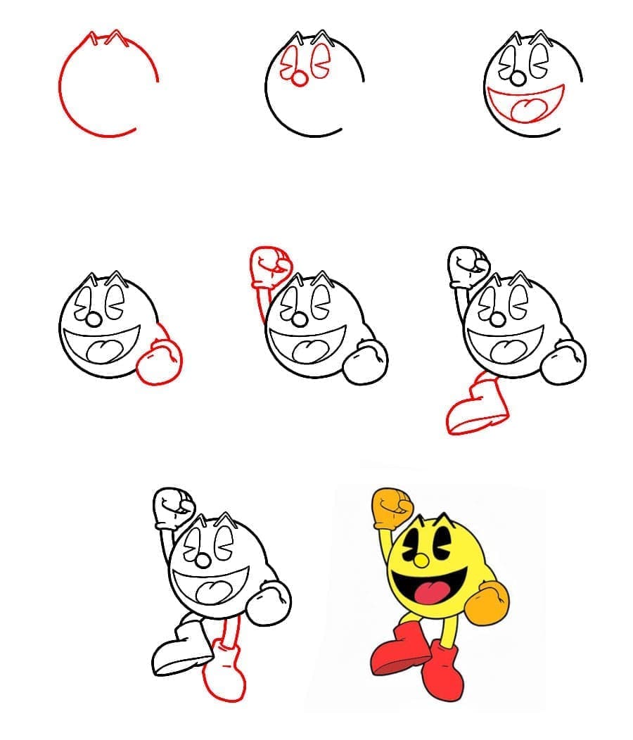 Fröhlicher Pac-Man zeichnen ideen