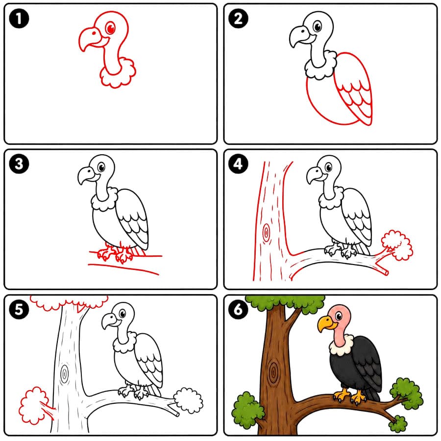 Geier auf einem Baum zeichnen ideen