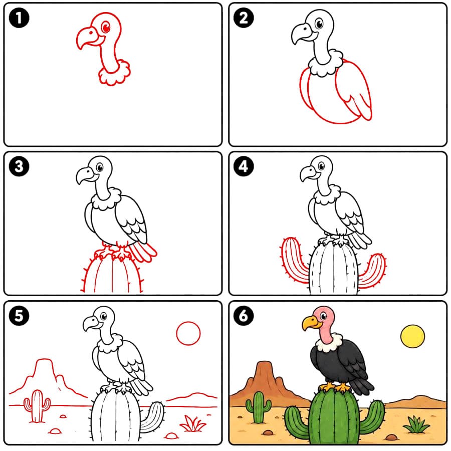 Geier in der Wüste zeichnen ideen