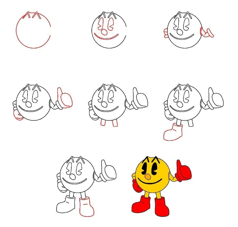 Lächelnder Pac-Man zeichnen ideen
