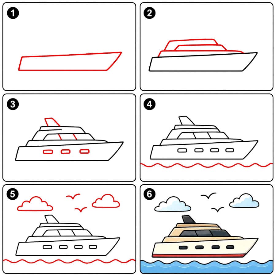 Motoryacht zeichnen ideen