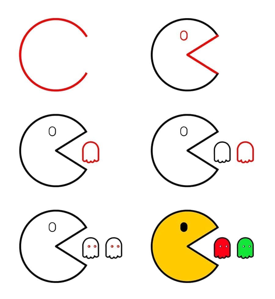 Pac-Man auf der Jagd zeichnen ideen