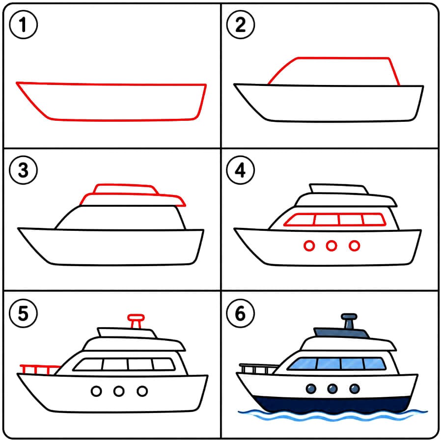 Schlichte Yacht zeichnen ideen