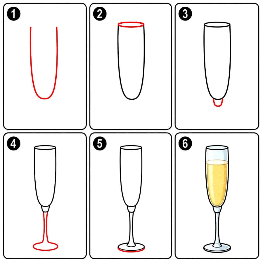 Sekt Weinglas Einfaches zeichnen ideen