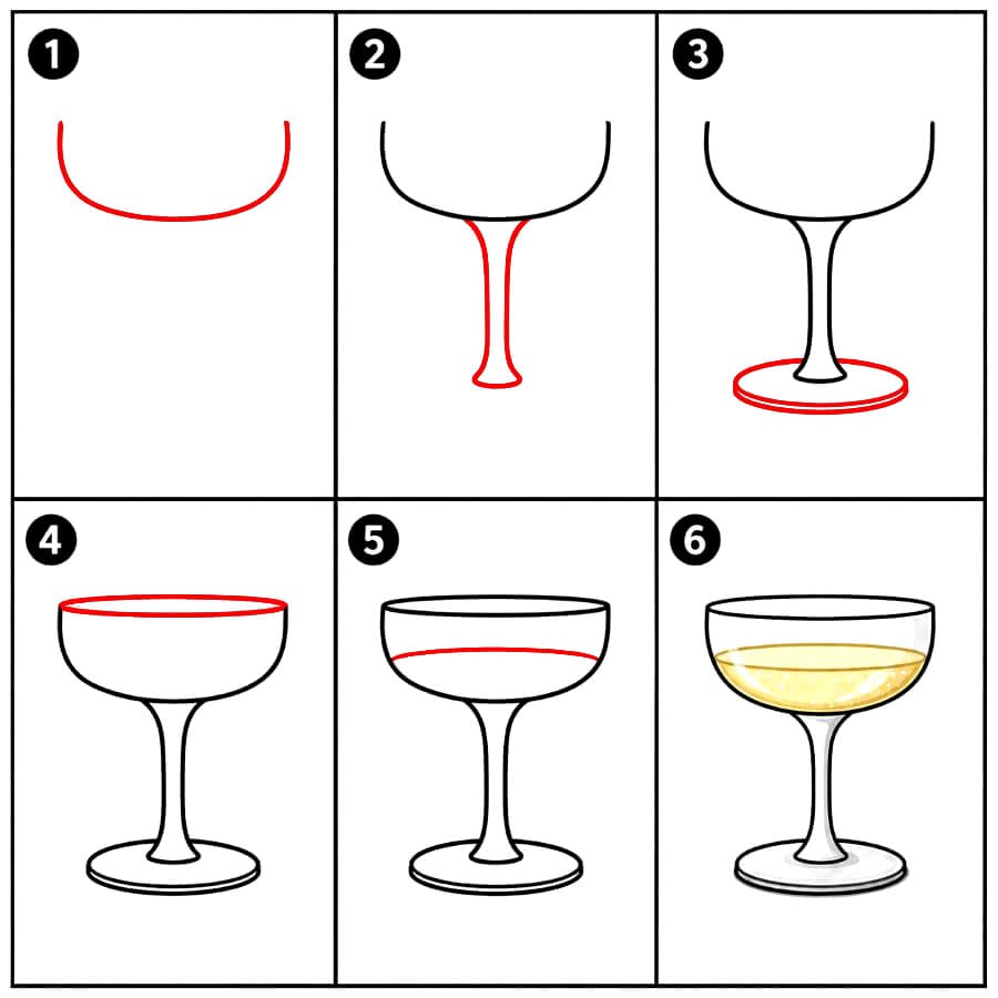 Sekt Weinglas zeichnen ideen