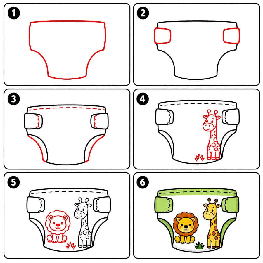 Windel im Safari-Design zeichnen ideen