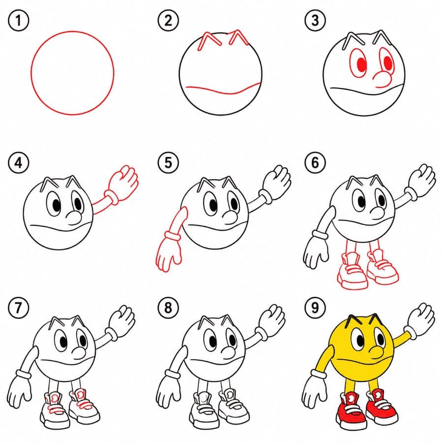 Winkender Pac-Man zeichnen ideen