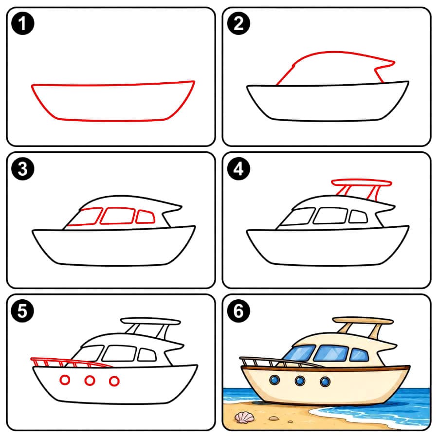 Yacht am Strand zeichnen ideen