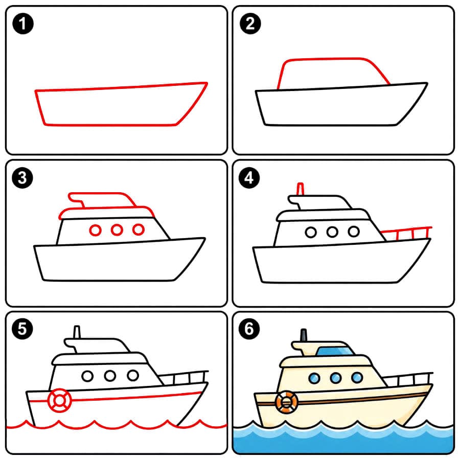 Yacht auf dem Meer zeichnen ideen
