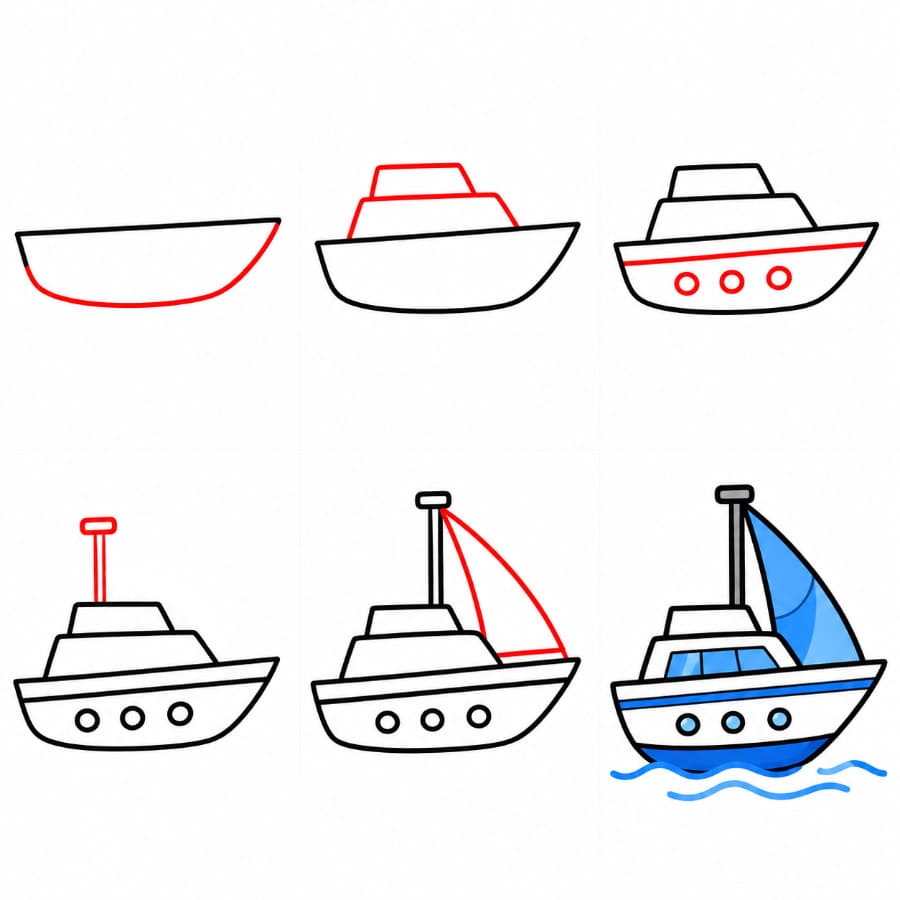 Yacht-Bild zum Ausdrucken zeichnen ideen