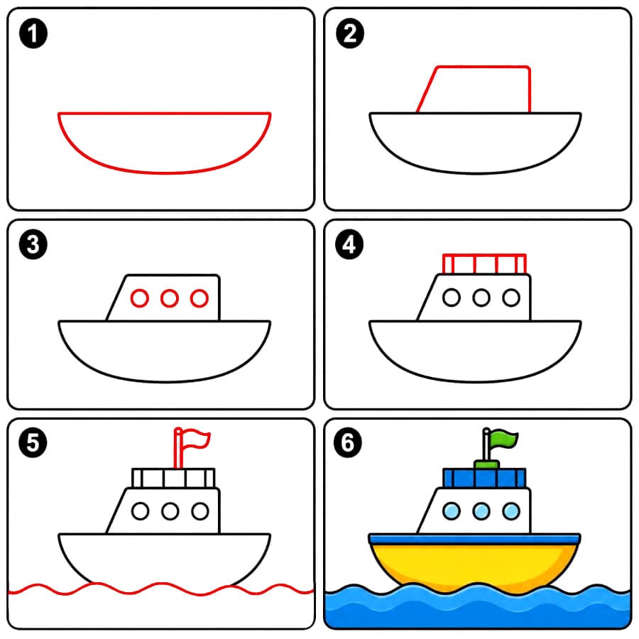Yacht für Kinder zeichnen ideen