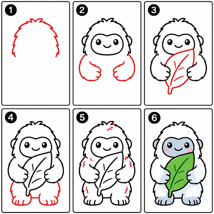 Yeti hält ein Blatt zeichnen ideen
