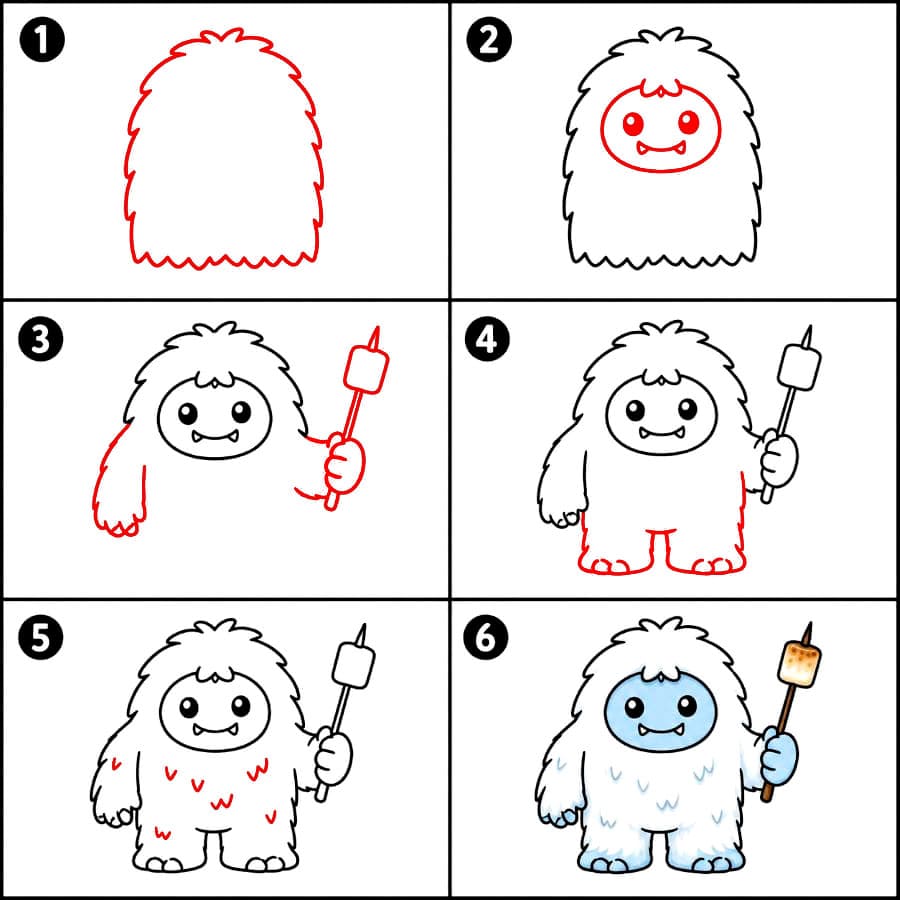 Yeti mit Fleischspieß zeichnen ideen