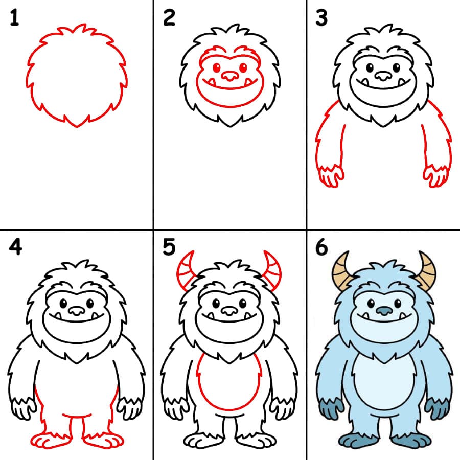 Yeti-Monster zeichnen ideen