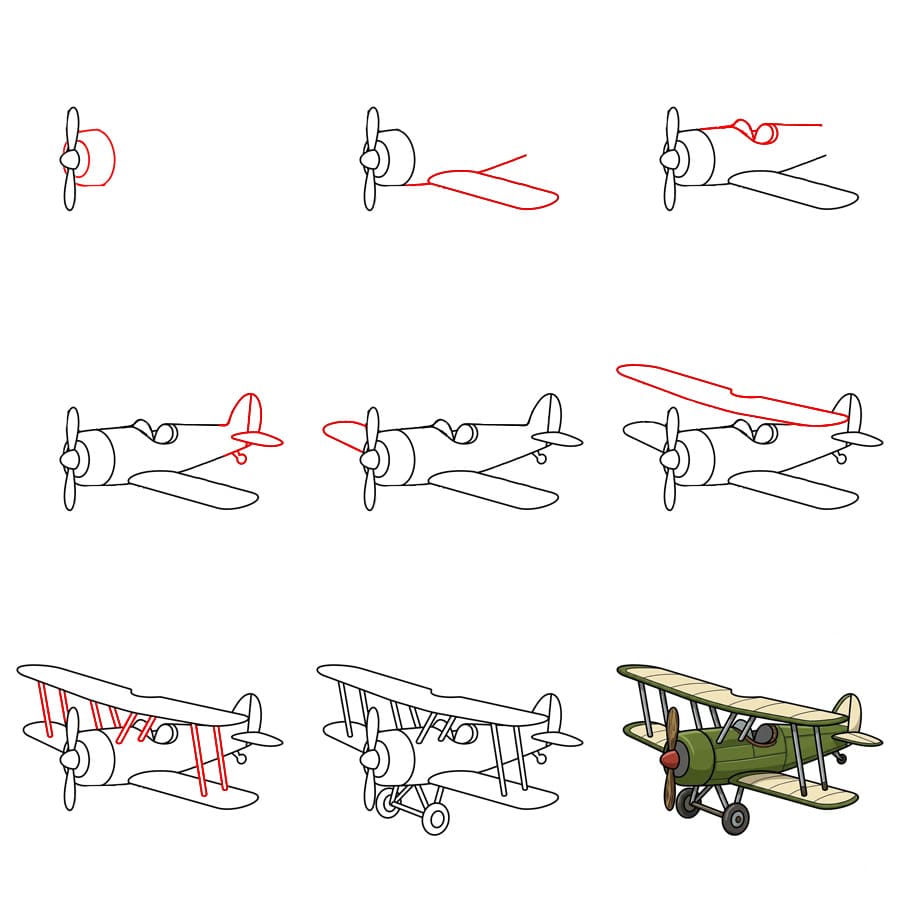 Zeichnen Lernen Altes Flugzeug