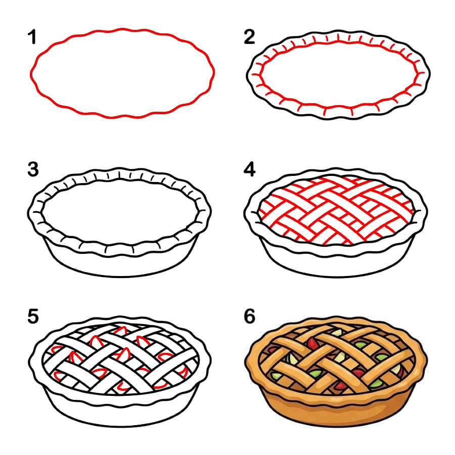 Zeichnen Lernen Apfelkuchen