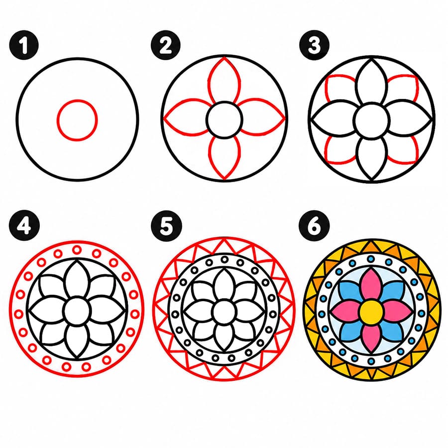 Ausdruckbares Mandala zeichnen ideen