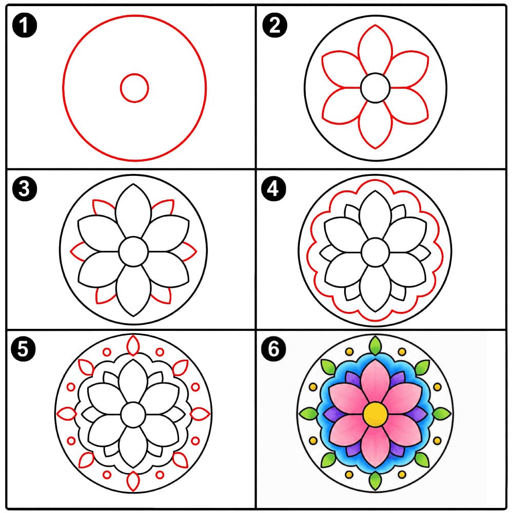 Blumen Einfaches Mandala zeichnen ideen