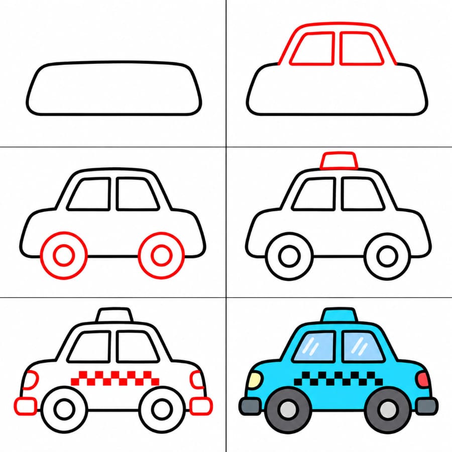 Cyanfarbenes Taxi zeichnen ideen