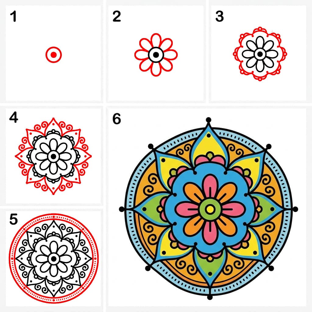 Elegantes Mandala zeichnen ideen