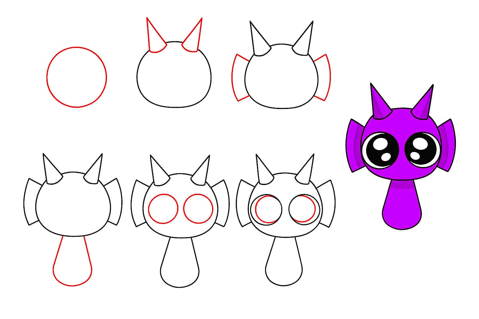Entzückender Durple Sprunki Incredibox zeichnen ideen