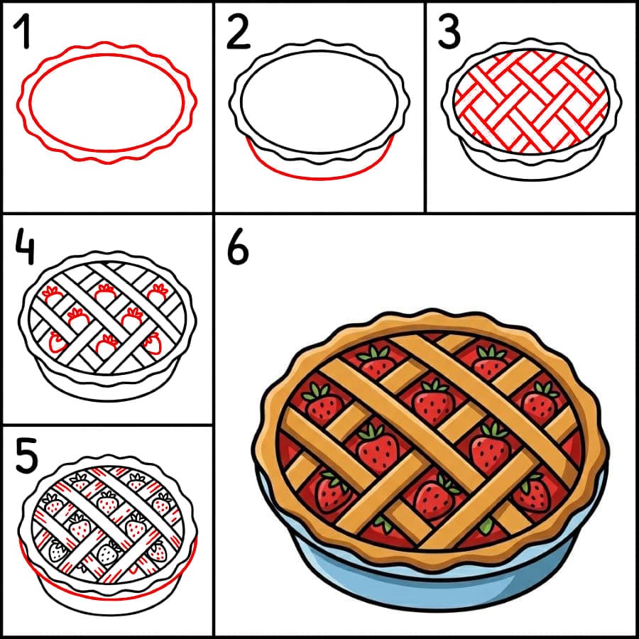 Zeichnen Lernen Erdbeerkuchen