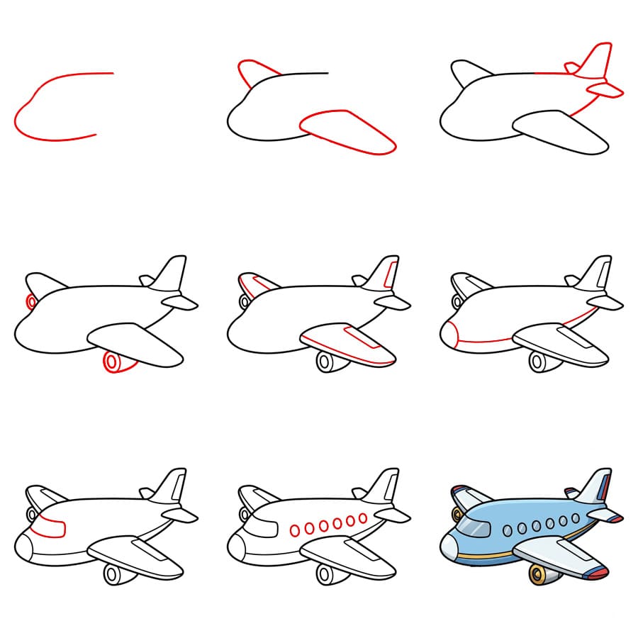 Zeichnen Lernen Flugzeug im Flug