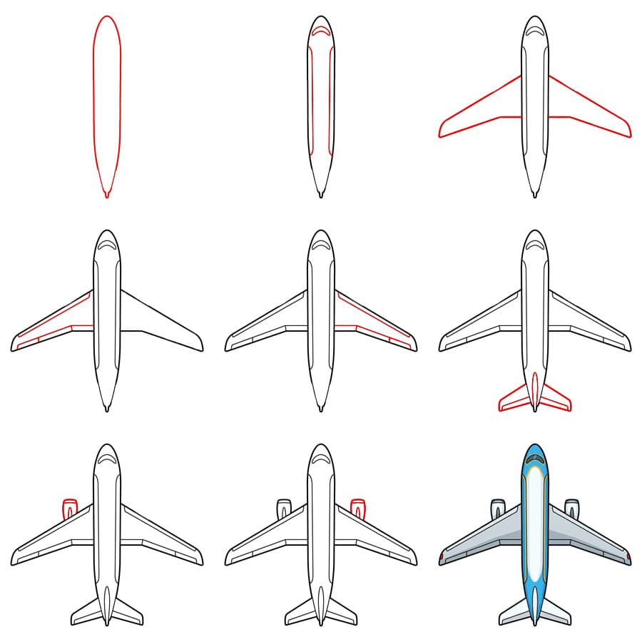 Zeichnen Lernen Flugzeug von oben