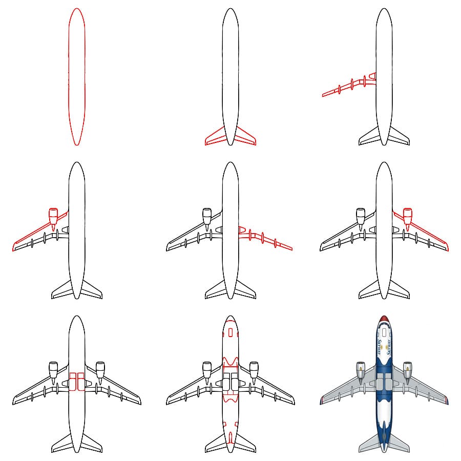 Zeichnen Lernen Flugzeug von unten