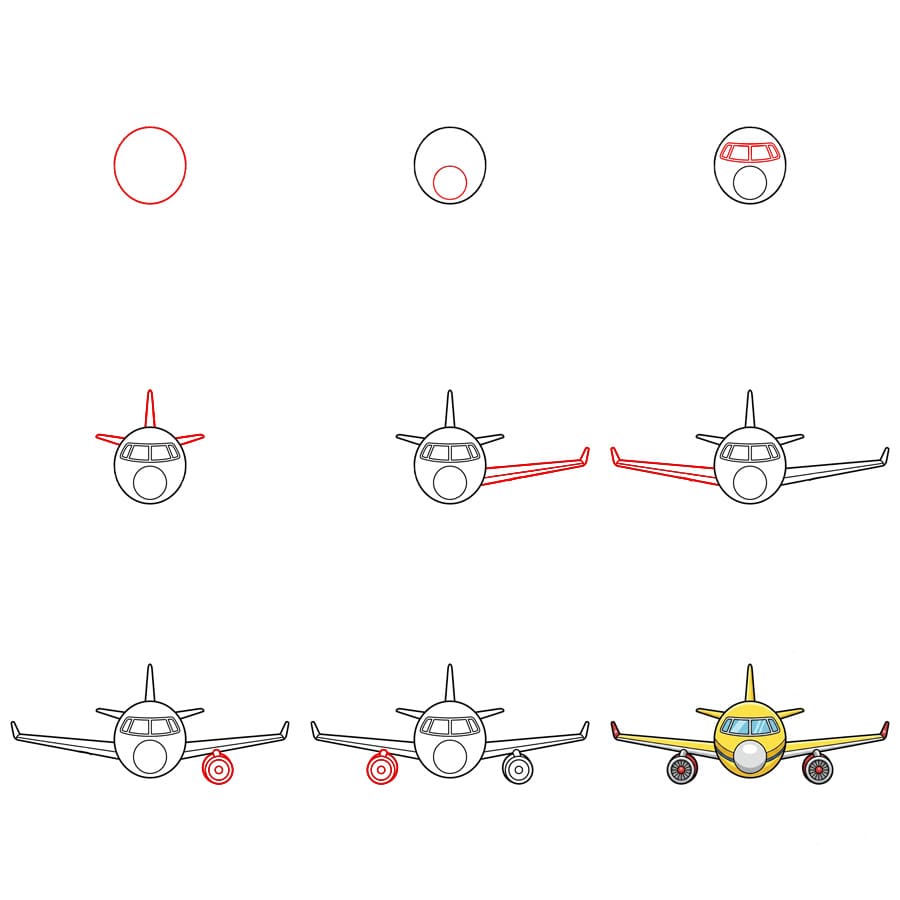 Zeichnen Lernen Flugzeug von vorne