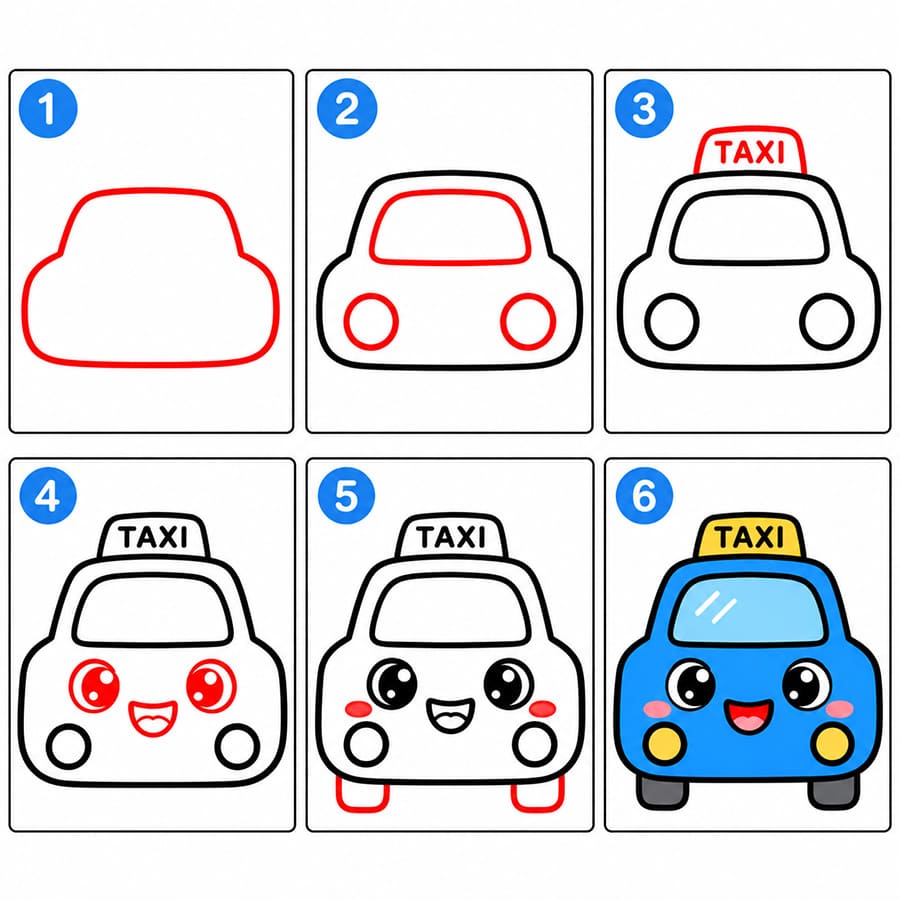 Fröhliches Taxi zeichnen ideen