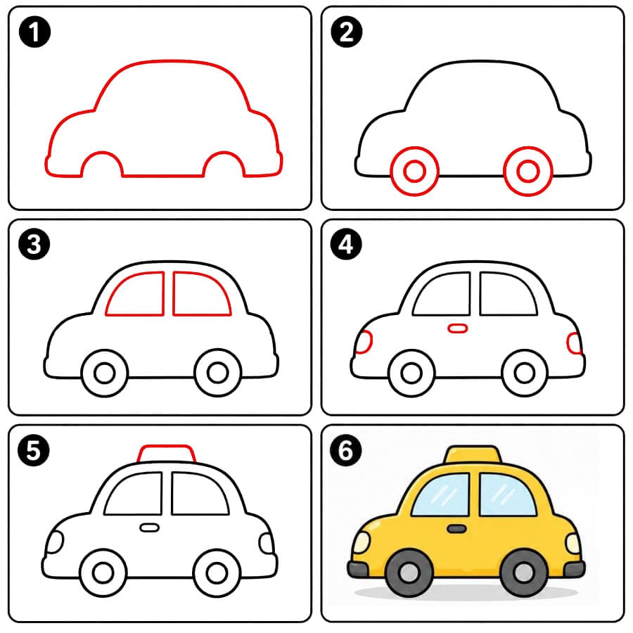 Gelbes Taxi zeichnen ideen