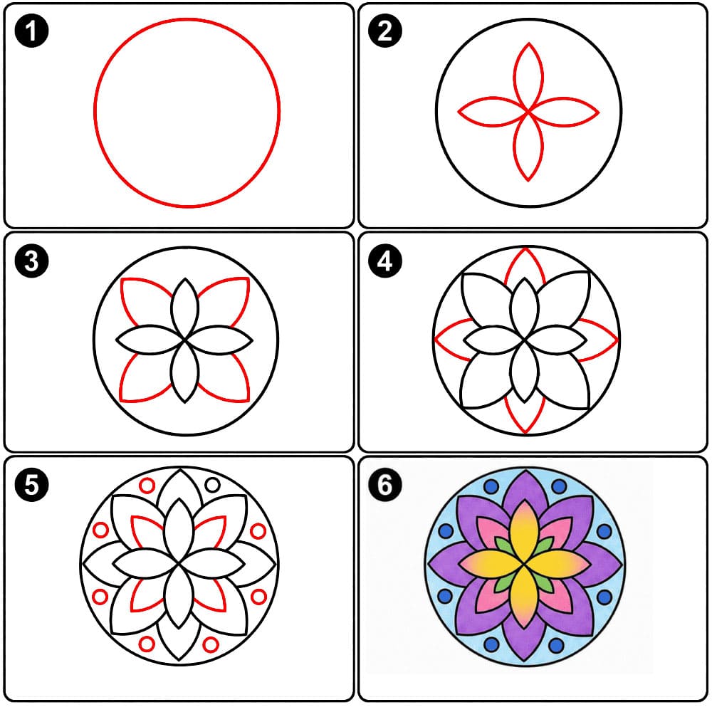 Geometrisches Mandala zeichnen ideen