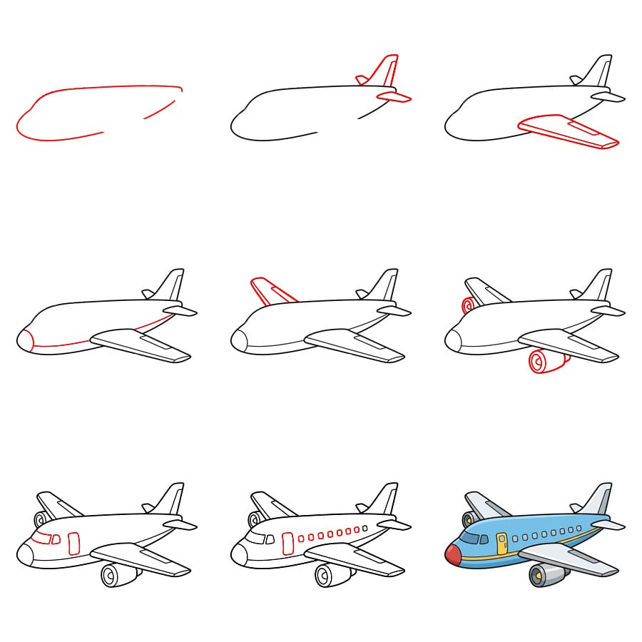 Zeichnen Lernen Großes Flugzeug