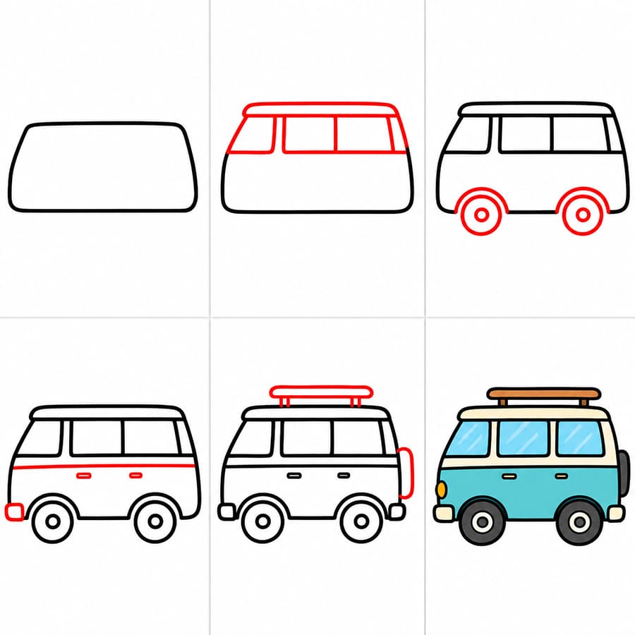 Grundbild eines Vans zeichnen ideen