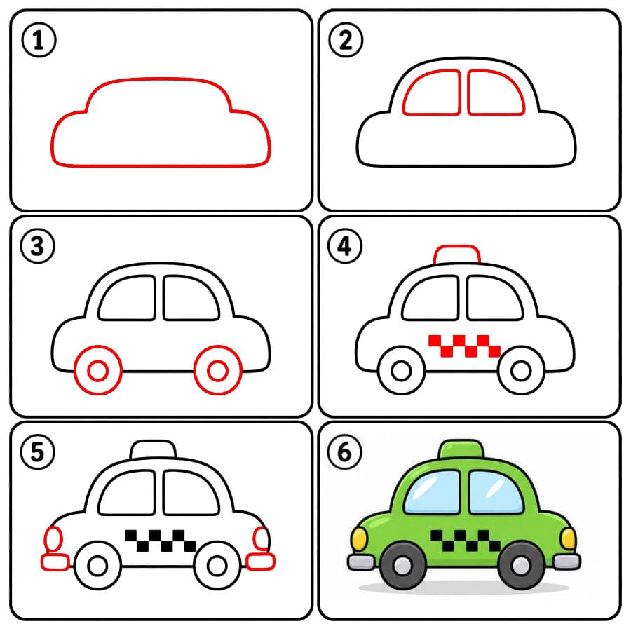 Grünes Taxi zeichnen ideen