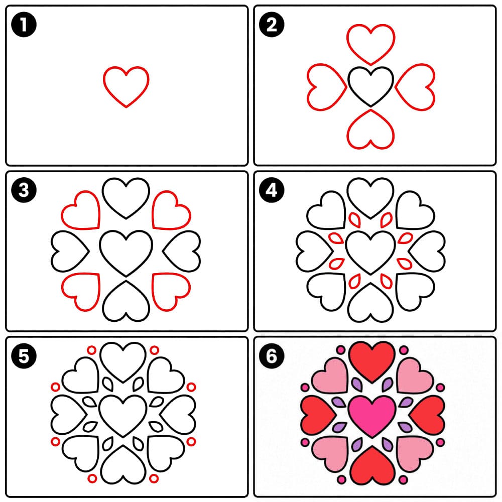 Herz Mandala zeichnen ideen