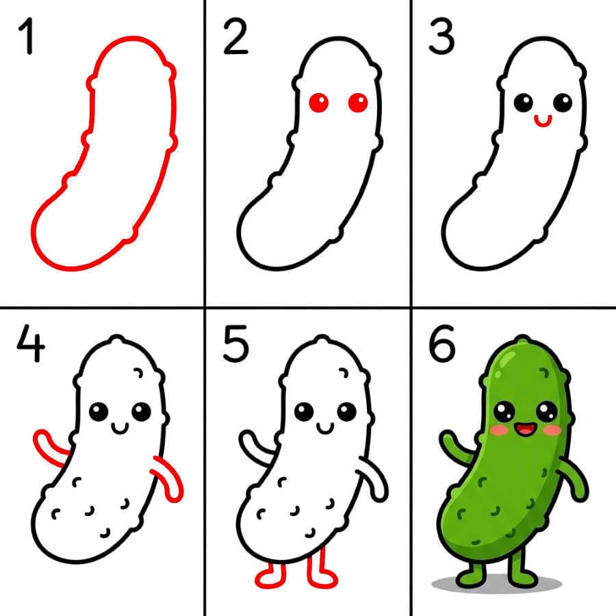 Kawaii-Gewürzgurke zeichnen ideen