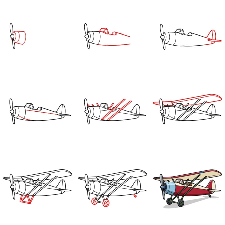 Zeichnen Lernen Klassisches Flugzeug