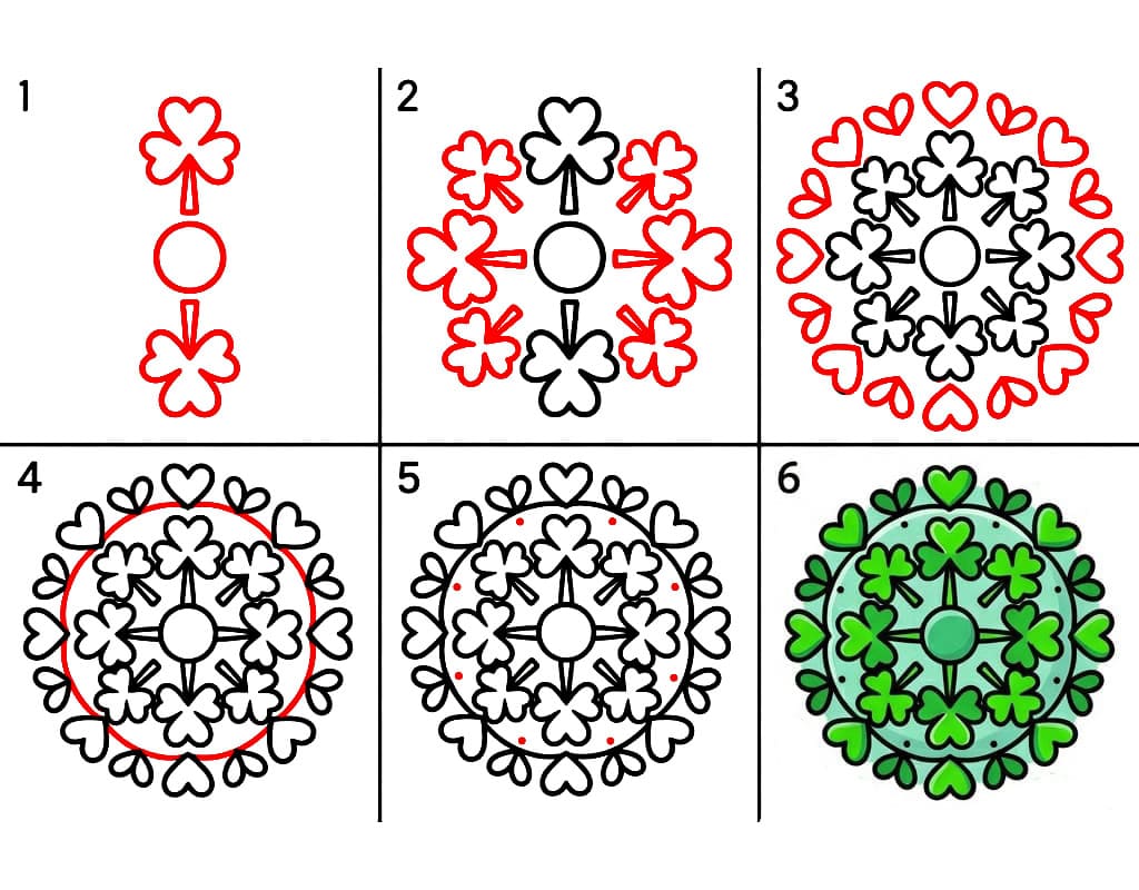 Kleeblatt Mandala zeichnen ideen