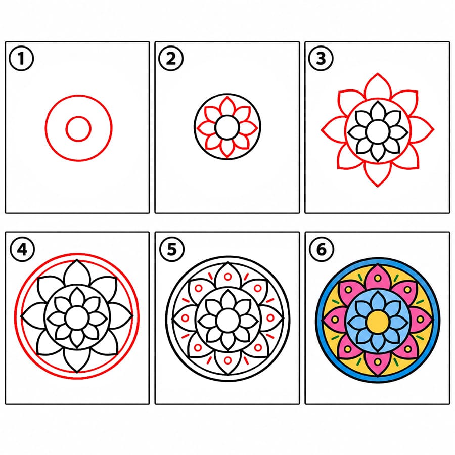 Kostenloses Mandala Bild zeichnen ideen