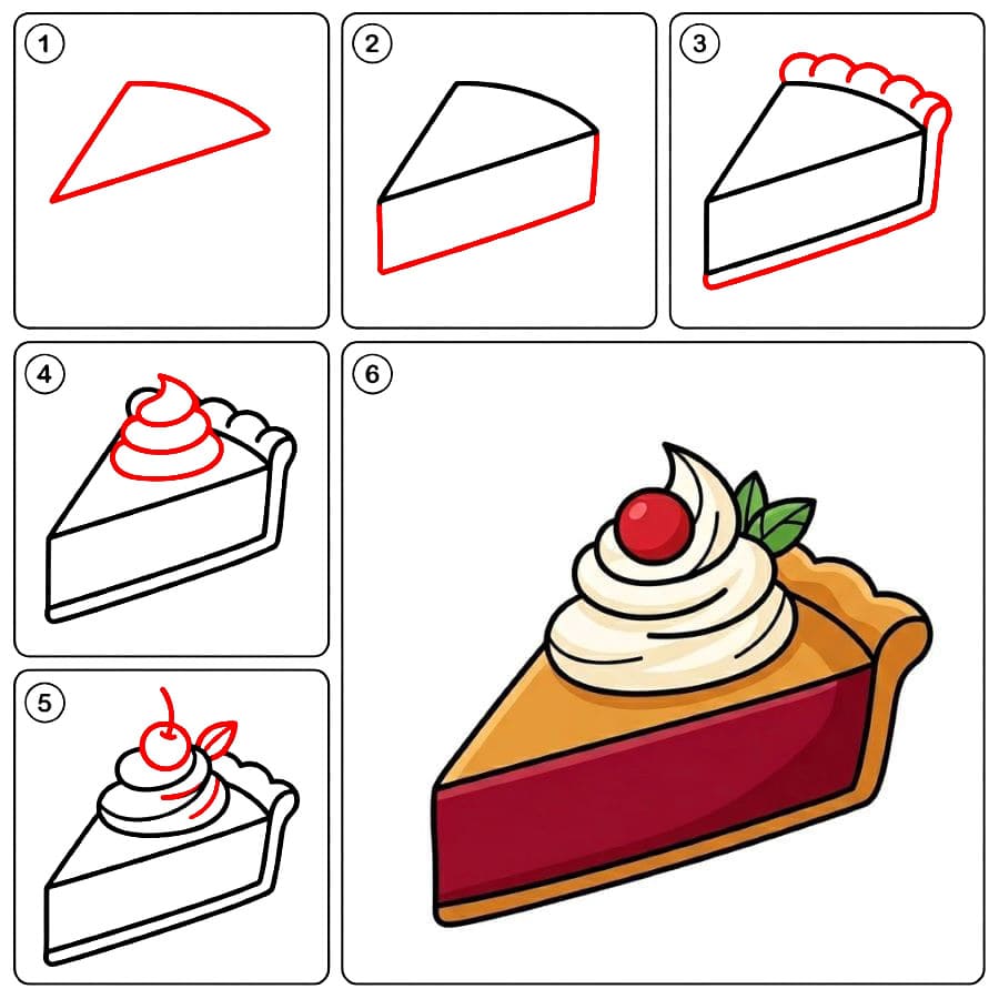 Zeichnen Lernen Kuchen mit Schlagsahne